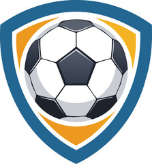 Soccer ball Emblem: A captivating soccer ball emblem, set against a stylish crest, symbolizing sport passion, team pride, and game spirit. Soccer Club Logo