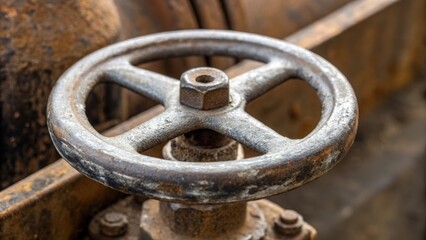 Close-Up View of Rusty Valve Handle with Biodegradable Design