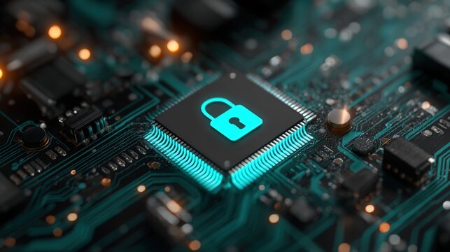 Cybersecurity measures digital world technology concept computer environment close-up view protecting data integrity