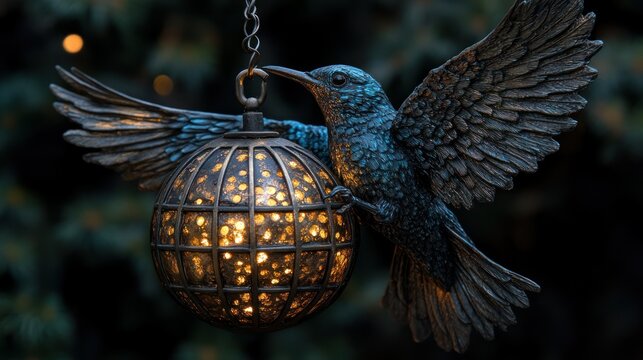 Hummingbird Decoration with Glowing Orb