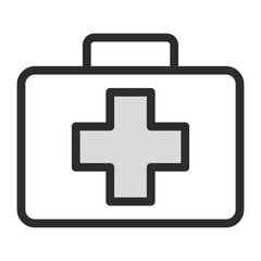 First Aid Kit Icon. Medical box, emergency, healthcare, hospital, clinic, nurse, doctor, help, treatment. Editable vector line icon