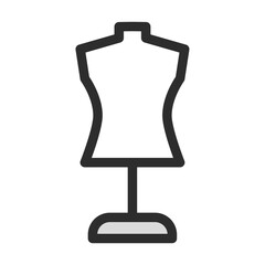 Mannequin Dress Form Icon. Filled line illustration of a tailor's dummy or display bust. Editable vector for fashion, tailoring, retail, or clothing design concepts.