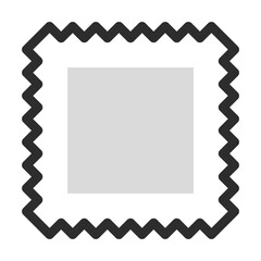 Fabric Swatch Icon. Filled line illustration of a zigzag-edged cloth sample. Editable vector for textile, fashion, craft, or design themes.
