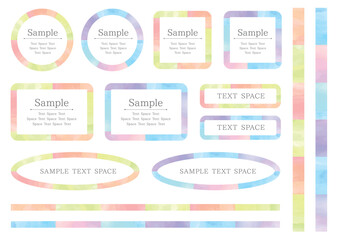 A set of 14 watercolor-style textured frames and lines in bright warm and cool colors