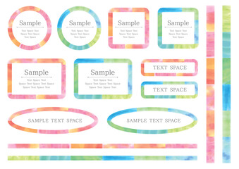 A set of 14 watercolor-style textured frames and lines in dark warm and cool colors