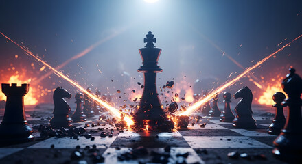 Chessboard Battle with Explosions and Lasers