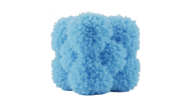 3d Abstract of a Fluffy Blue Cube Cloud on Transparent Background
