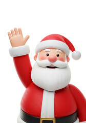 3d Cartoon Santa Claus with Red Hat and White Beard Waving Illustration