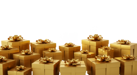 3D Golden Gifts with Ribbons Illustration for Luxurious Celebration