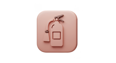 3d Illustration of Fire Extinguisher Symbol on Rounded Square Background
