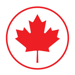 Canada flag. Canada circle flag. Canadian button flag icon. Standard color. Circle icon flag. Computer illustration. Digital illustration. Vector illustration.