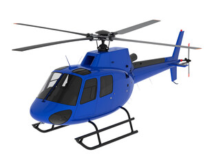 Fototapeta premium A vibrant blue helicopter, sleek design, powerful rotor blades, and a sophisticated cockpit