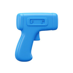 3D Render Blue Digital Thermometer Gun Isolated on Transparent Background