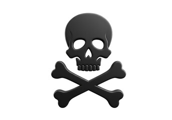 3D Illustration of Skull and Crossbones Symbol in Black Color
