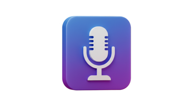 3d Render of Blue Purple Gradient Microphone Icon Transparent Background - Powered by Adobe
