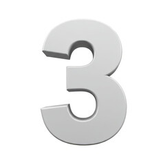 Fototapeta premium 3d Render of Number Three Isolated on Transparent Background