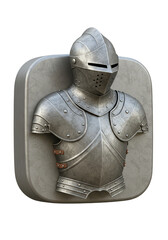 3D Render Medieval Knight Armor Steel Isolated on Transparent Background
