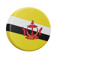 3d Render Brunei Flag National Symbol Round Icon Transparent Background