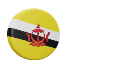 3d Render Brunei Flag National Symbol Round Icon Transparent Background