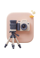 Fototapeta premium 3D Render Camera on Tripod Equipment for Professional Photography