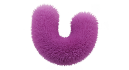 3d Render of Furry Purple Letter U Uppercase Alphabet Isolated