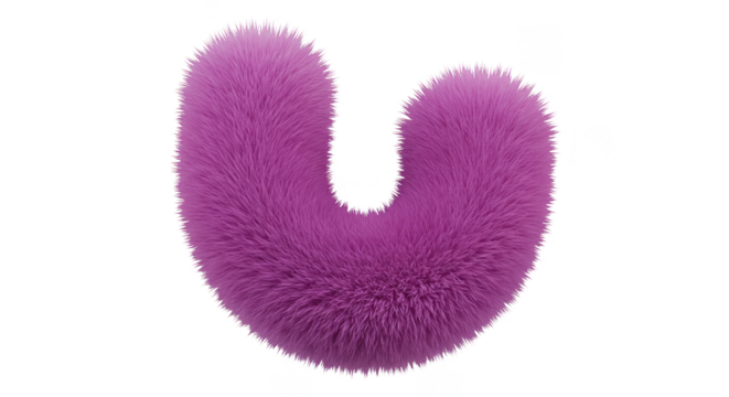 3d Render of Furry Purple Letter U Uppercase Alphabet Isolated