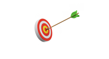3d Rendered Target Hit by Arrow Bulls Eye Achieving Success Goal