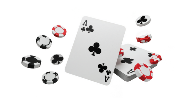 3D Render Poker Cards and Chips Gamble Play Isolated Background