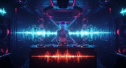 Electronic music production with dj mixing sounds in nightclub scene