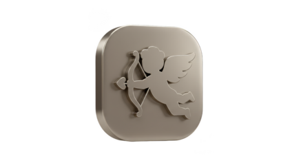 3d Rendering Gray Cupid Icon with Arrow and Bow Valentine Isolated