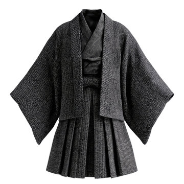 Elegant Black Hakama and Kimono Set Traditional