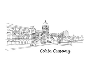 Line Art of Colaba Causeway, Mumbai
