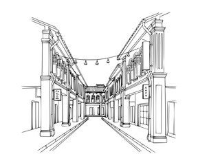 Line Art of Haji Lane, Singapore © Organicpatterns