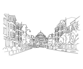 Line Art of Istiklal Street, Turkey