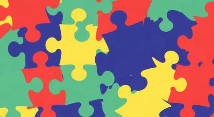 Colorful puzzle pieces background image for autism awareness and problem solving concepts with bright colors