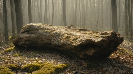 Mossy Log in Forest with Soft Light