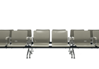 3D Rendering Of Row Of Gray Metallic Airport Seats Isolated Background