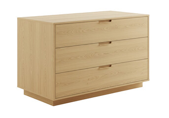 3D Rendering Wooden Dresser with Drawers and Minimalist Design