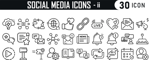 Social Media Icon Line Art Bundle Minimal Vector EPS Set for Web, App UI, Branding and Marketing Projects 2