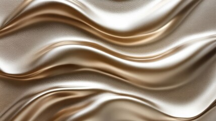 Obraz premium Gold and cream silk fabric drapes in flowing waves.