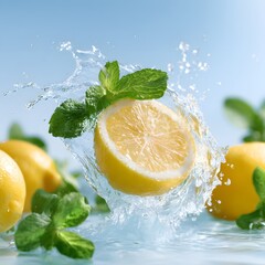 A photo of a halved lemon splashing video, generation AI 