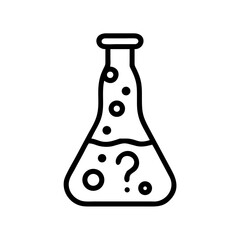 Laboratory Icon - Flask with Bubbles and Question Mark