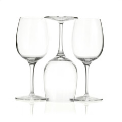 set of empty glasses isolated on white