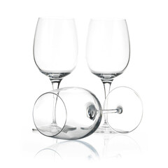 set of empty glasses isolated on white