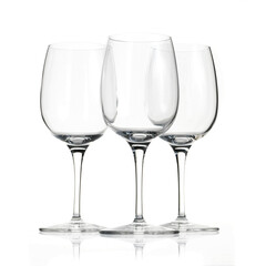 set of empty glasses isolated on white