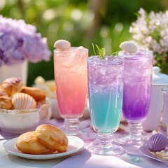 Mermaid themed tea party, generation AI 