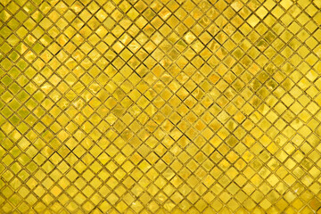 Golden Mosaic Background with Geometric Square Patterns and Texture