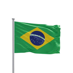 Brazilian National Flag Waving in The Wind Illustration on Transparent Background