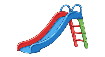Cartoon Slide Playground Equipment Blue and Red for Kids Illustration
