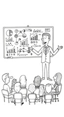 Cartoon Teacher Explains Class to Students Transparent Background